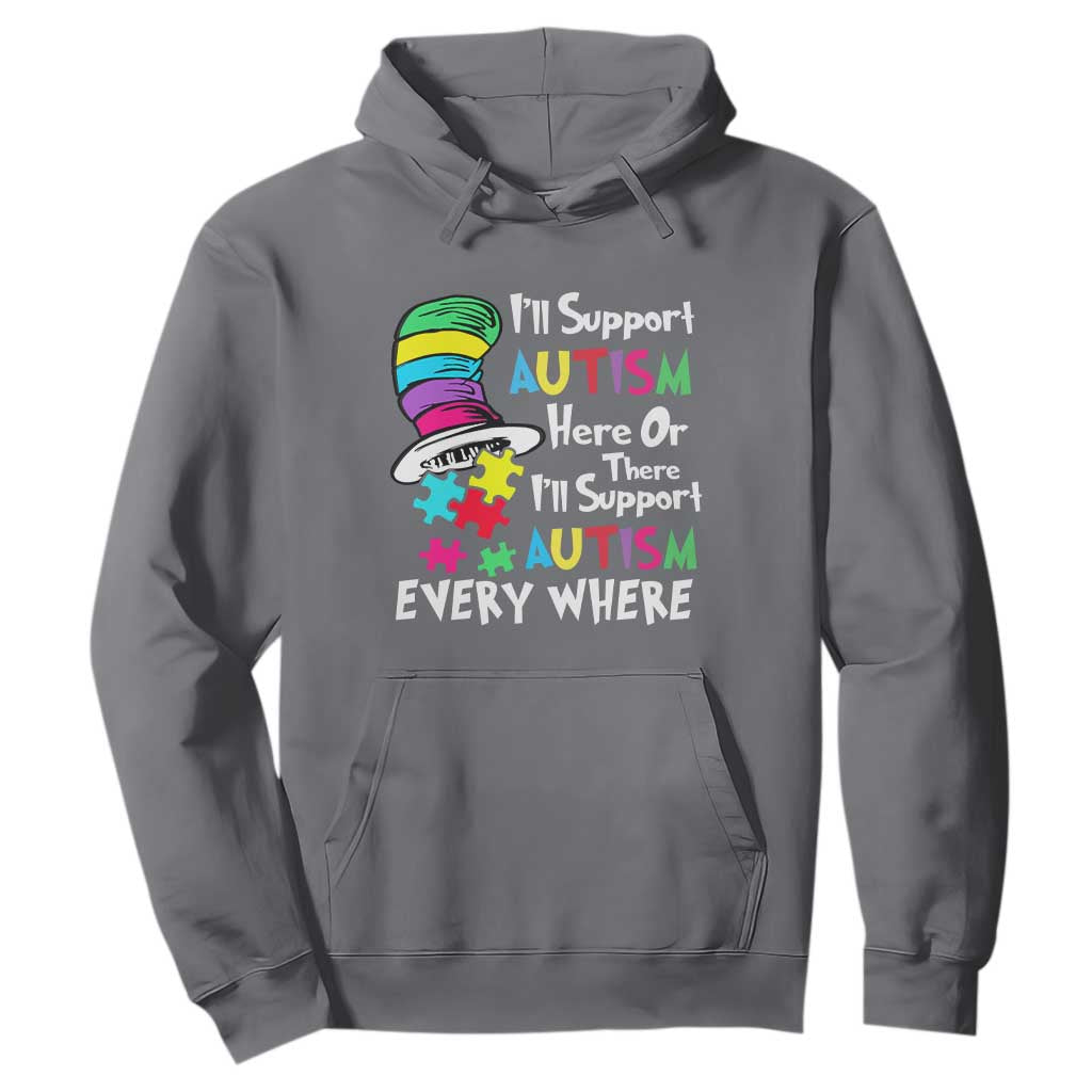 Autism Awarenes Hoodie I'll Support Autism Every Where TS01 Charcoal Printyourwear