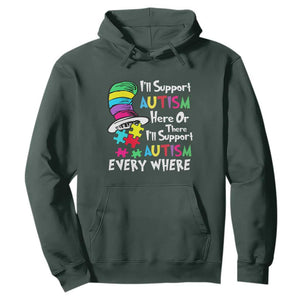 Autism Awarenes Hoodie I'll Support Autism Every Where TS01 Dark Forest Green Printyourwear
