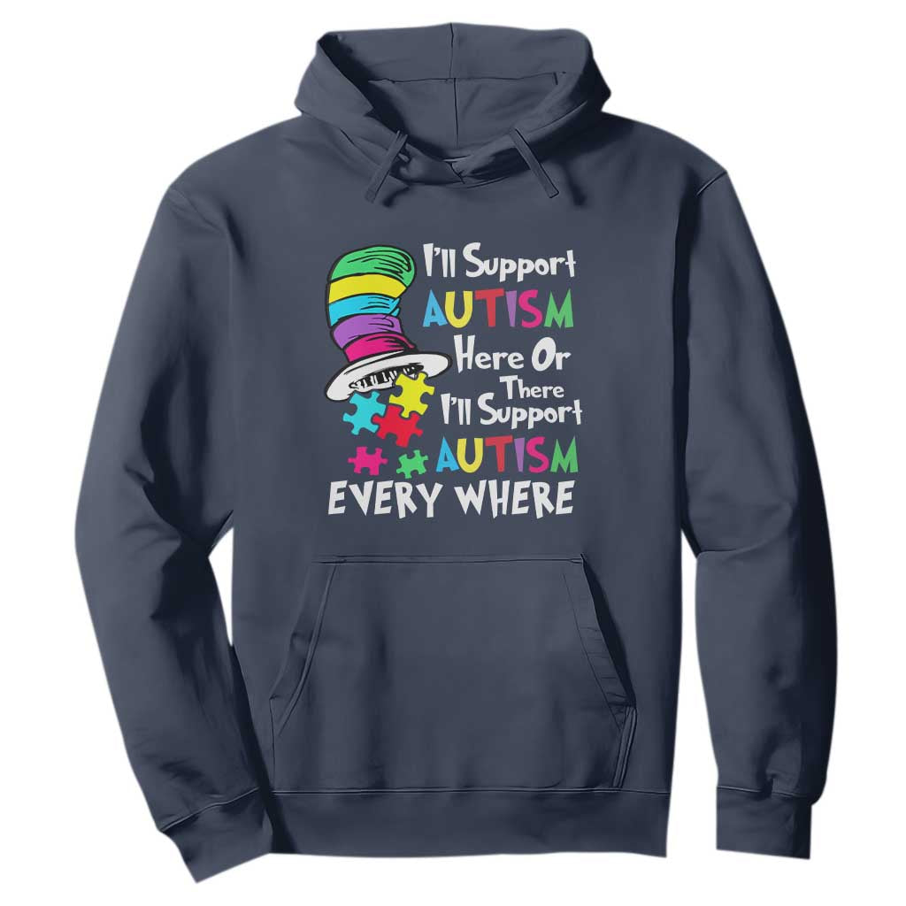 Autism Awarenes Hoodie I'll Support Autism Every Where TS01 Navy Printyourwear
