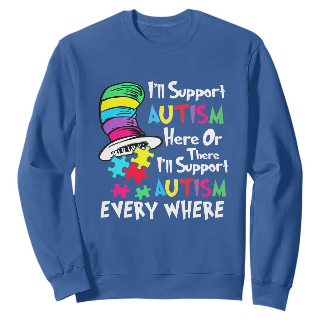 Autism Awarenes Sweatshirt I'll Support Autism Every Where TS01 Royal Blue Printyourwear