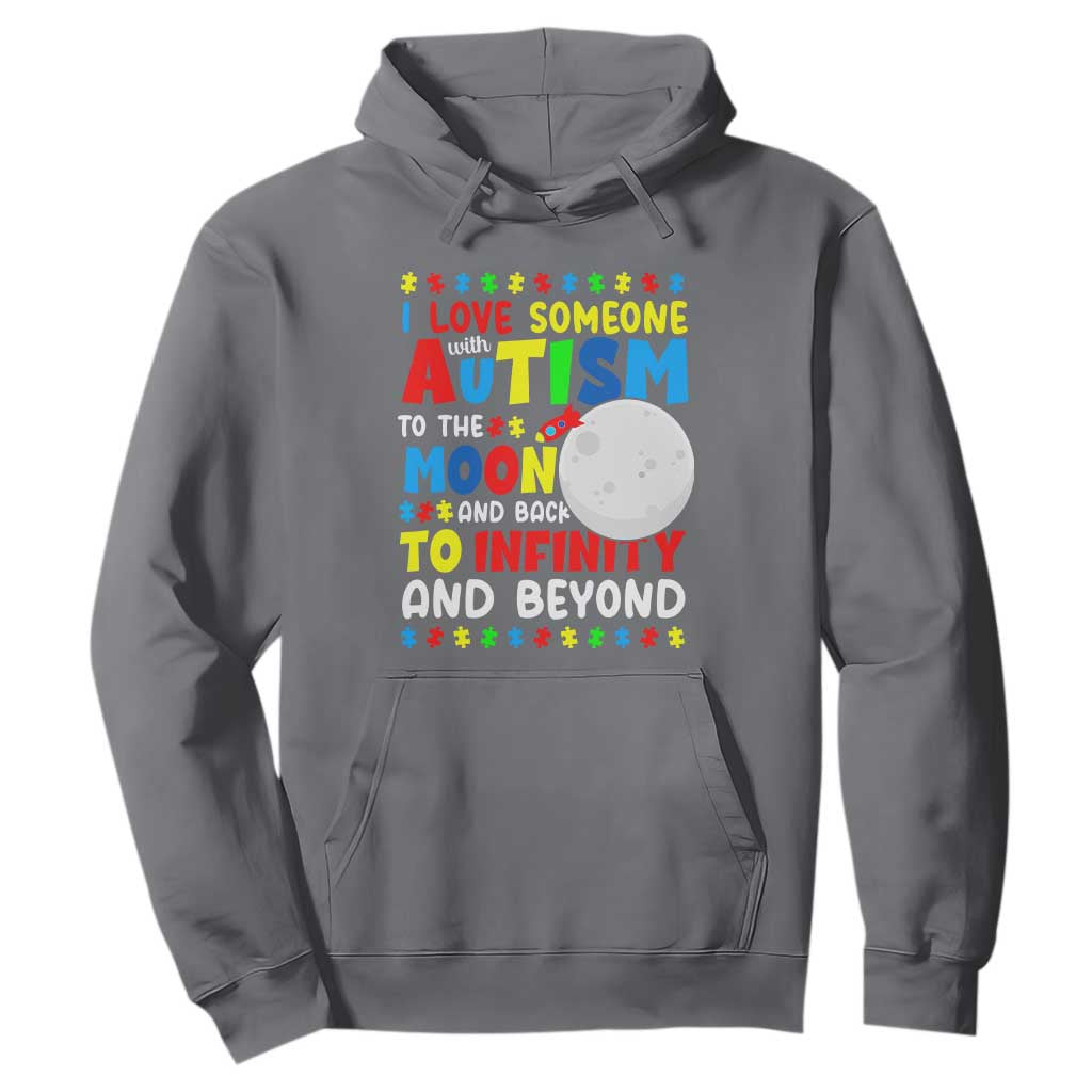 Embrace Autism Hoodie I Love Some With Autism To The Moon And Back To Infinity And Beyond TS01 Charcoal Printyourwear