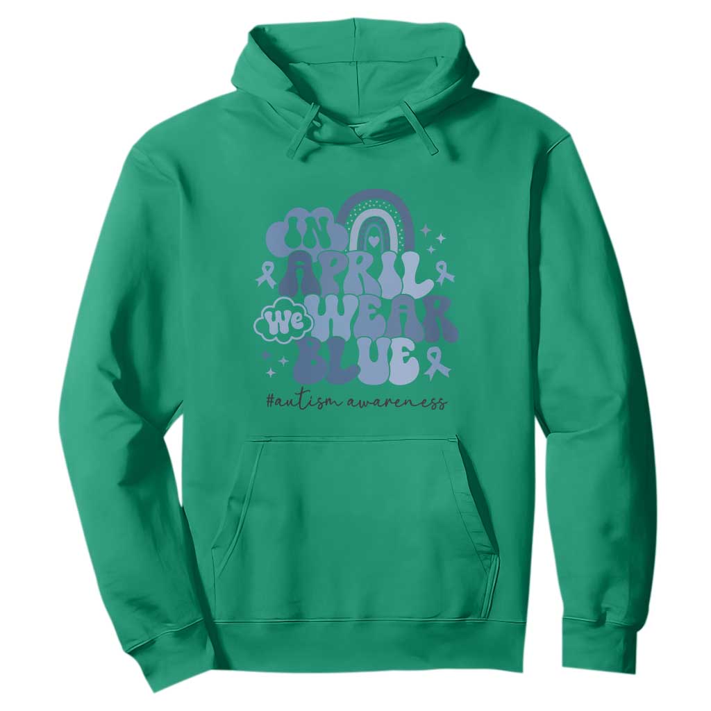 Autism Awareness Hoodie In April We Wear Blue Rainbow Retro Groovy TS01 Irish Green Printyourwear