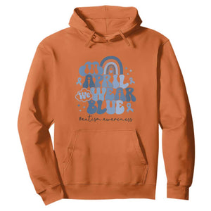 Autism Awareness Hoodie In April We Wear Blue Rainbow Retro Groovy TS01 Orange Printyourwear