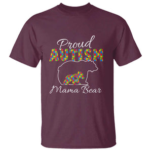 Proud Autism Mom T Shirt Mama Bear TS01 Maroon Printyourwear