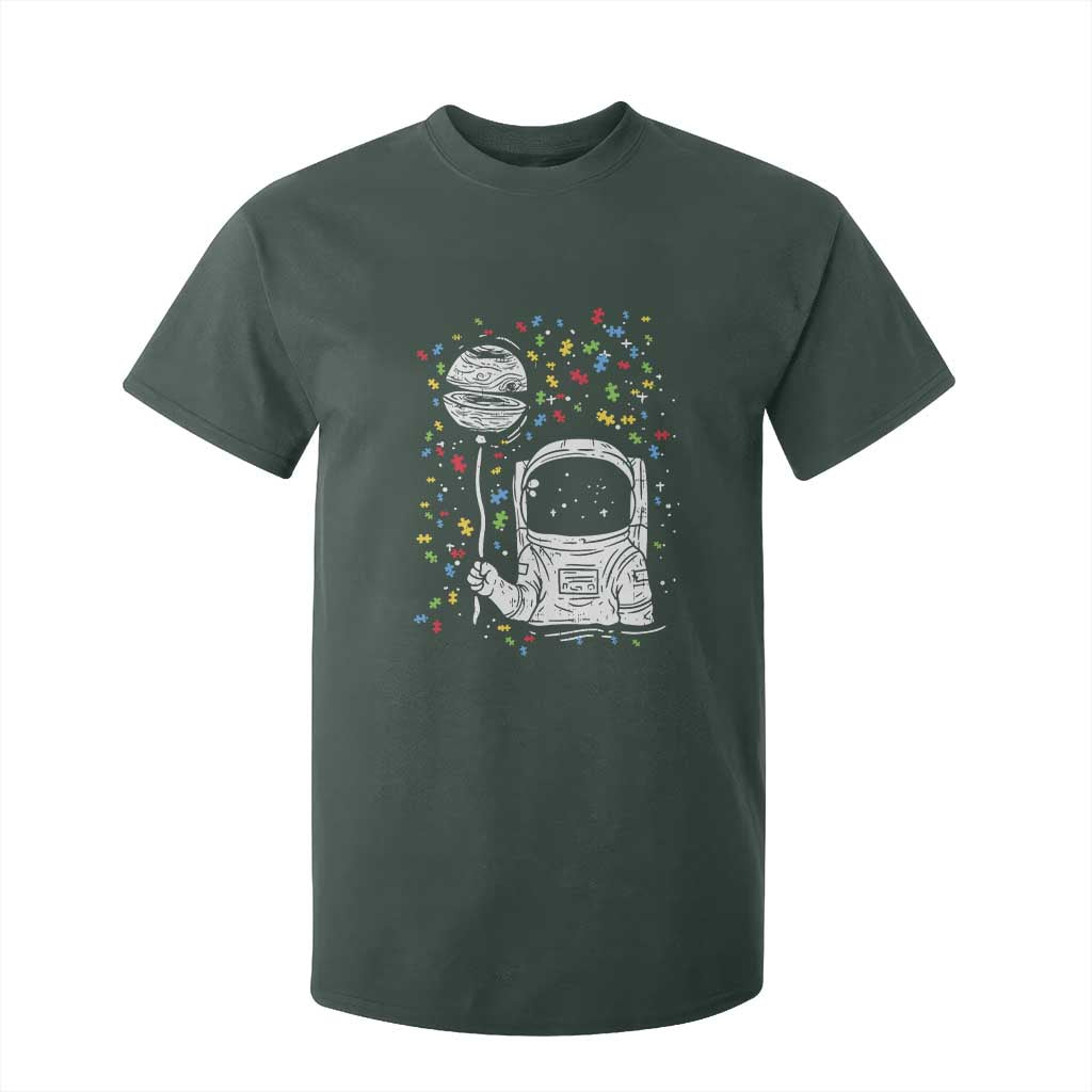 Astronaut Autism T Shirt For Kid TS01 Dark Forest Green Printyourwear