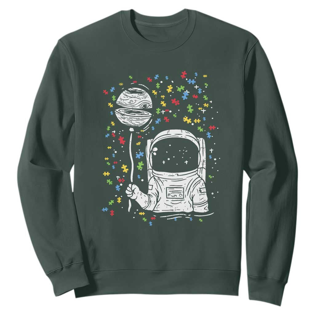 Astronaut Autism Sweatshirt TS01 Dark Forest Green Printyourwear