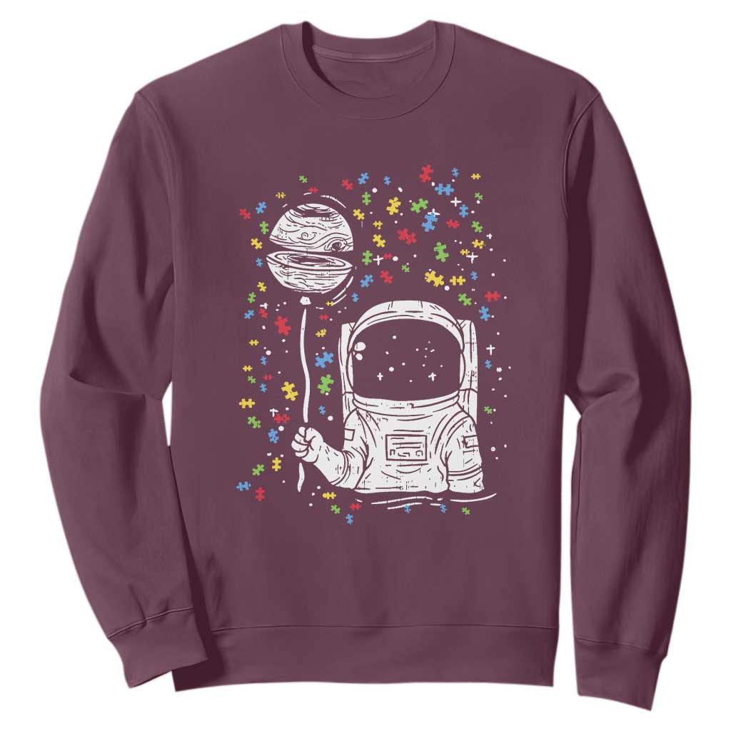 Astronaut Autism Sweatshirt TS01 Maroon Printyourwear