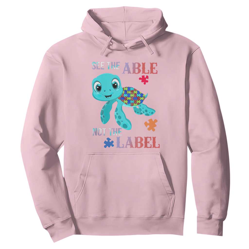 Turtle Autism Hoodie See The Able Not The Label Puzzle Pieces TS01 Light Pink Printyourwear