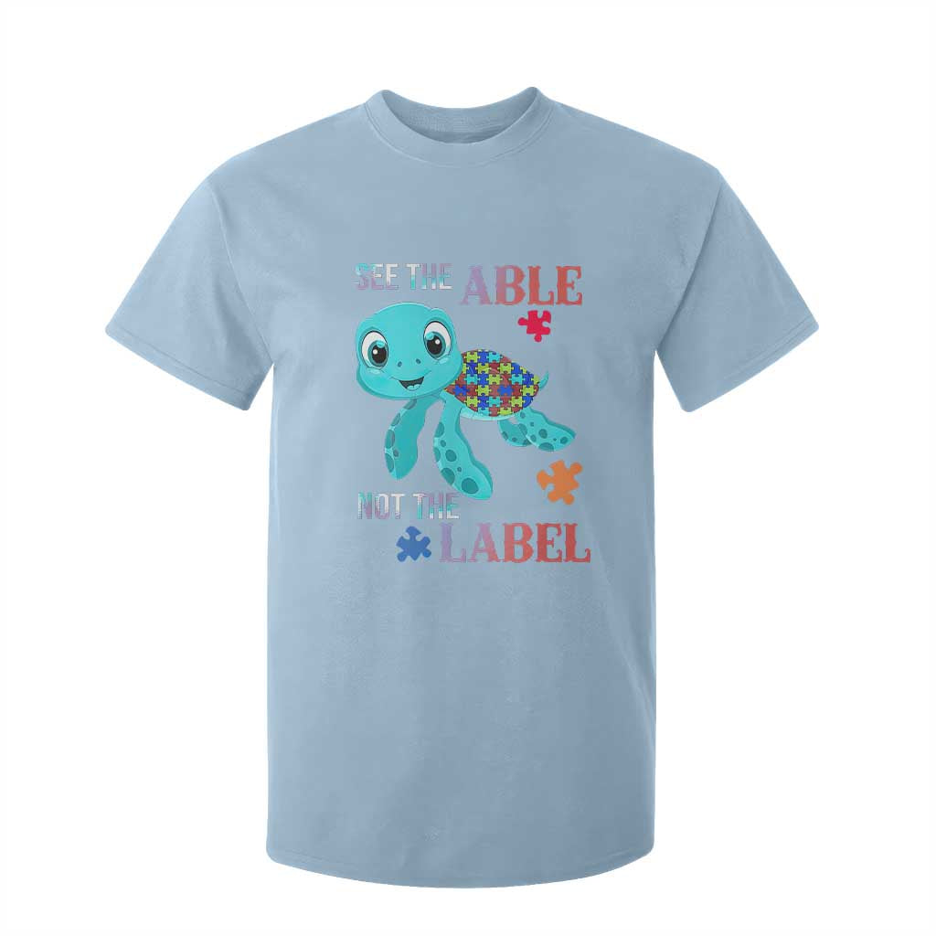 Turtle Autism T Shirt For Kid See The Able Not The Label Puzzle Pieces TS01 Light Blue Printyourwear