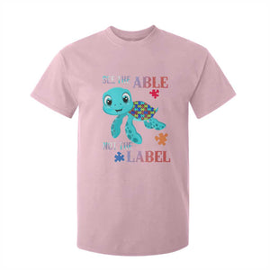 Turtle Autism T Shirt For Kid See The Able Not The Label Puzzle Pieces TS01 Light Pink Printyourwear