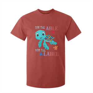 Turtle Autism T Shirt For Kid See The Able Not The Label Puzzle Pieces TS01 Red Printyourwear