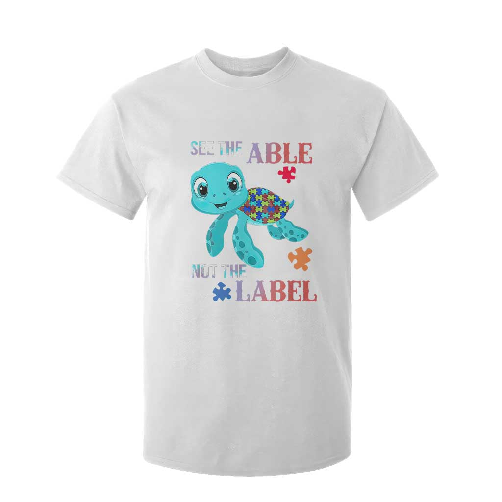 Turtle Autism T Shirt For Kid See The Able Not The Label Puzzle Pieces TS01 White Printyourwear