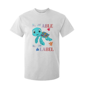 Turtle Autism T Shirt For Kid See The Able Not The Label Puzzle Pieces TS01 White Printyourwear