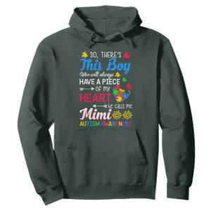Autism Grandma Hoodie This Boy Will Always Have A Piece Of My Heart He Calls Me Mimi Autism Awareness TS01 Dark Forest Green Printyourwear