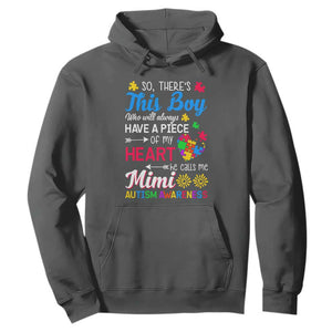 Autism Grandma Hoodie This Boy Will Always Have A Piece Of My Heart He Calls Me Mimi Autism Awareness TS01 Dark Heather Printyourwear