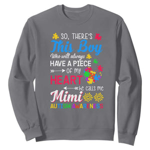 Autism Grandma Sweatshirt This Boy Will Always Have A Piece Of My Heart He Calls Me Mimi Autism Awareness TS01 Charcoal Printyourwear