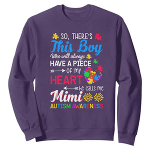 Autism Grandma Sweatshirt This Boy Will Always Have A Piece Of My Heart He Calls Me Mimi Autism Awareness TS01 Purple Printyourwear