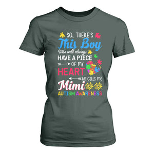 Autism Grandma T Shirt For Women This Boy Will Always Have A Piece Of My Heart He Calls Me Mimi Autism Awareness TS01 Dark Forest Green Printyourwear