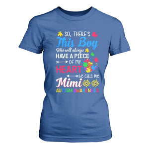 Autism Grandma T Shirt For Women This Boy Will Always Have A Piece Of My Heart He Calls Me Mimi Autism Awareness TS01 Royal Blue Printyourwear