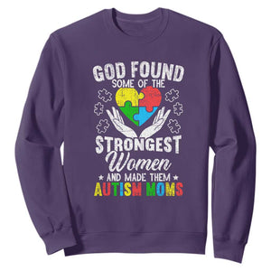 Autism Mom Sweatshirt God Found Some Of The Strongest Women TS01 Purple Printyourwear