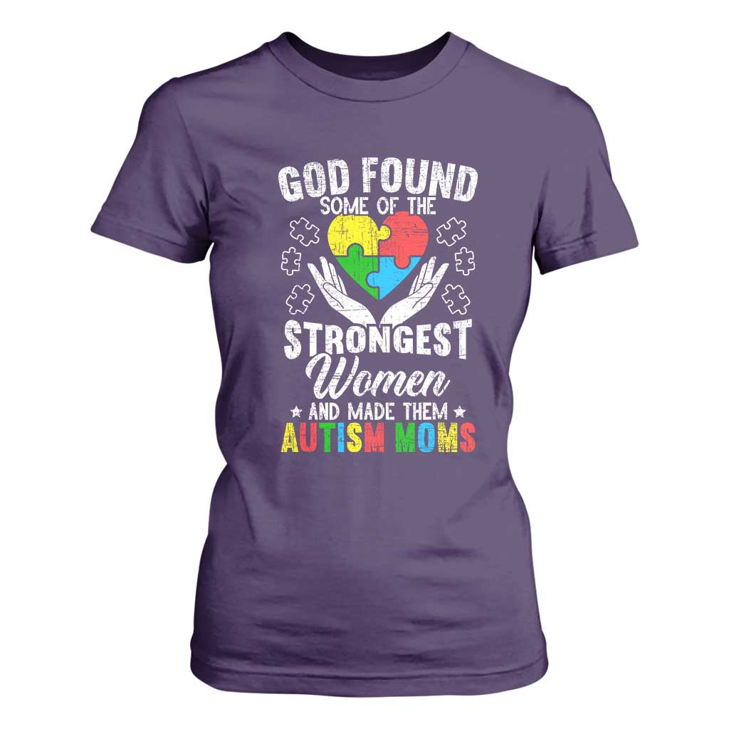 Autism Mom T Shirt For Women God Found Some Of The Strongest Women TS01 Purple Printyourwear