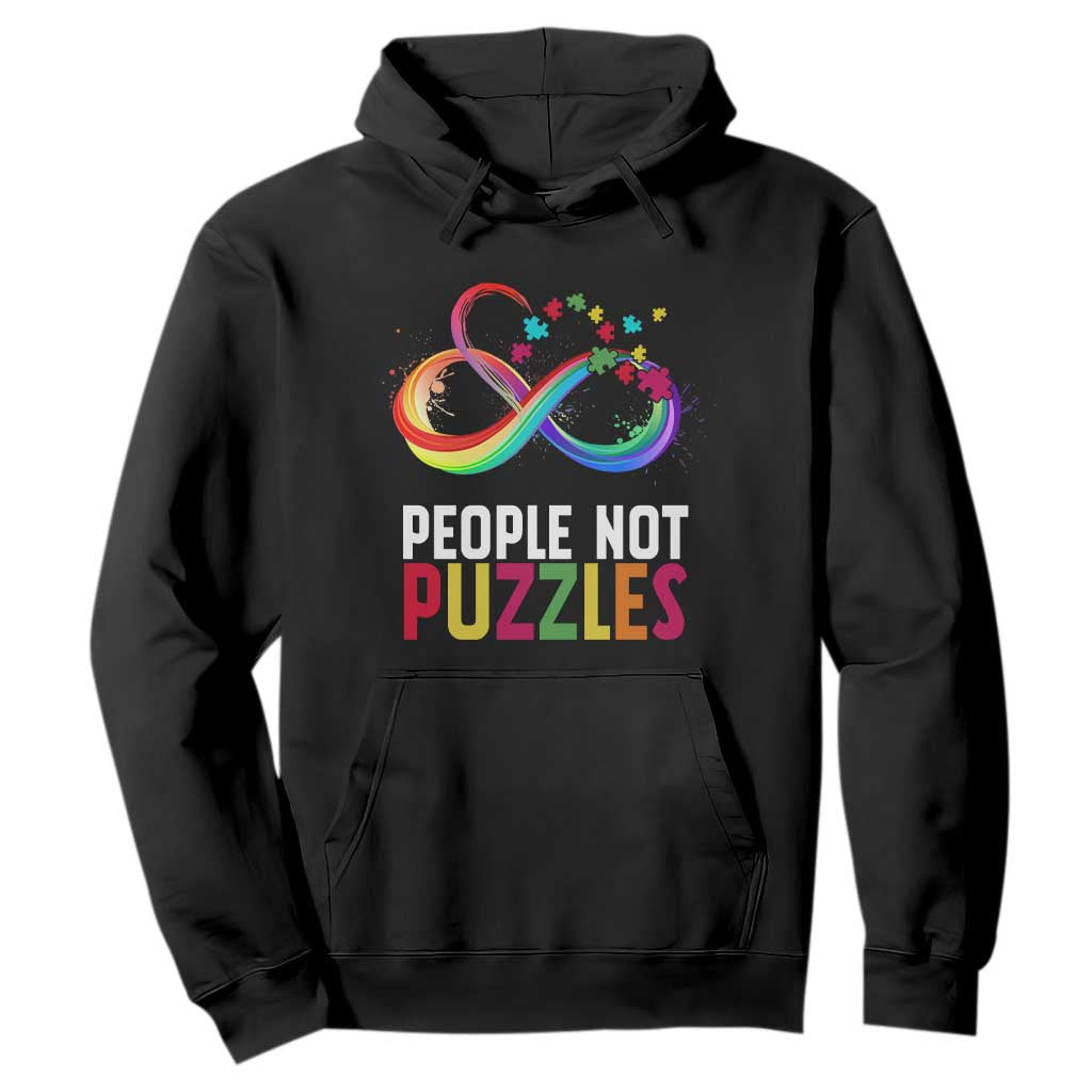Autism Acceptance Hoodie People Not Puzzles Spectrum Infinity TS01 Black Printyourwear