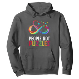 Autism Acceptance Hoodie People Not Puzzles Spectrum Infinity TS01 Dark Heather Printyourwear