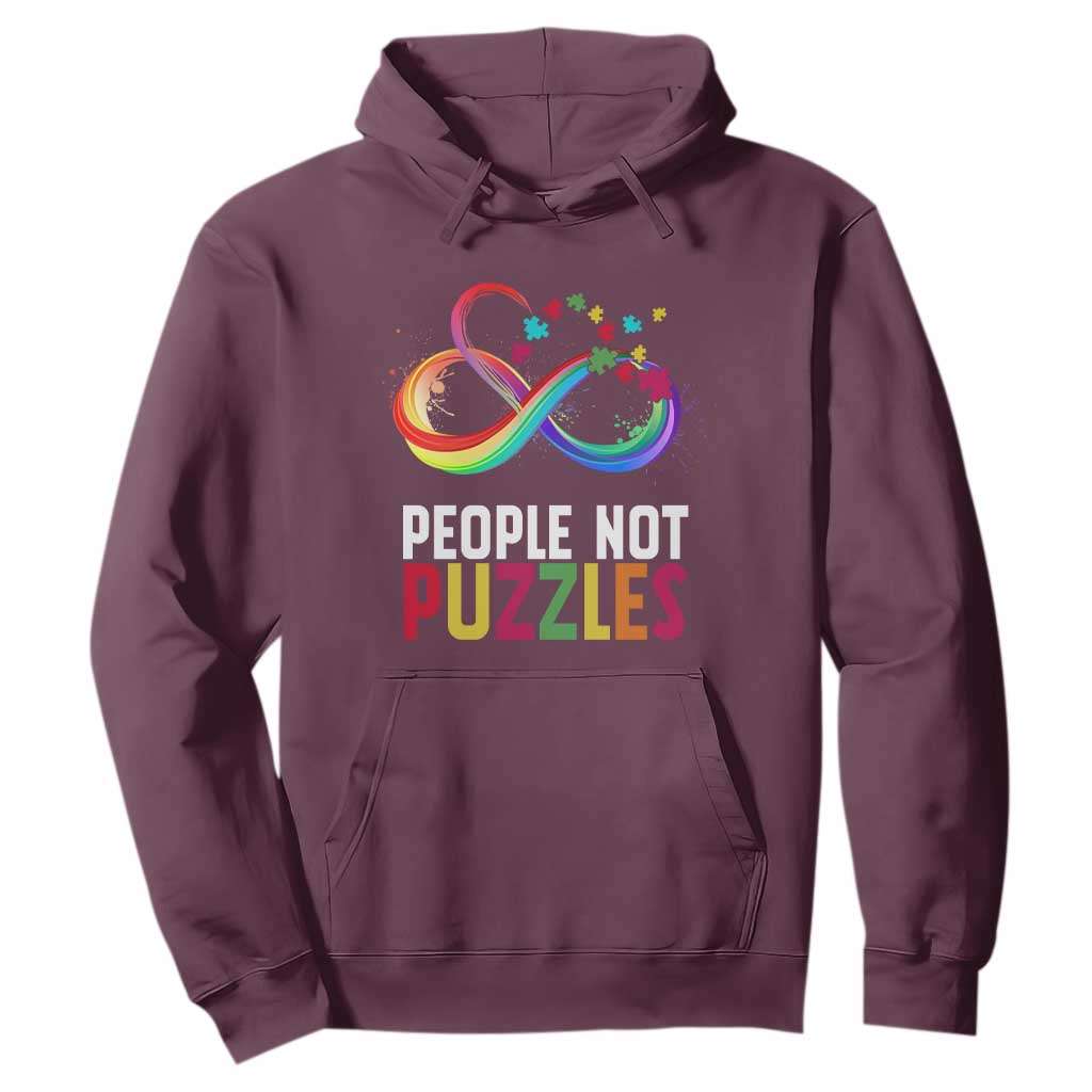 Autism Acceptance Hoodie People Not Puzzles Spectrum Infinity TS01 Maroon Printyourwear