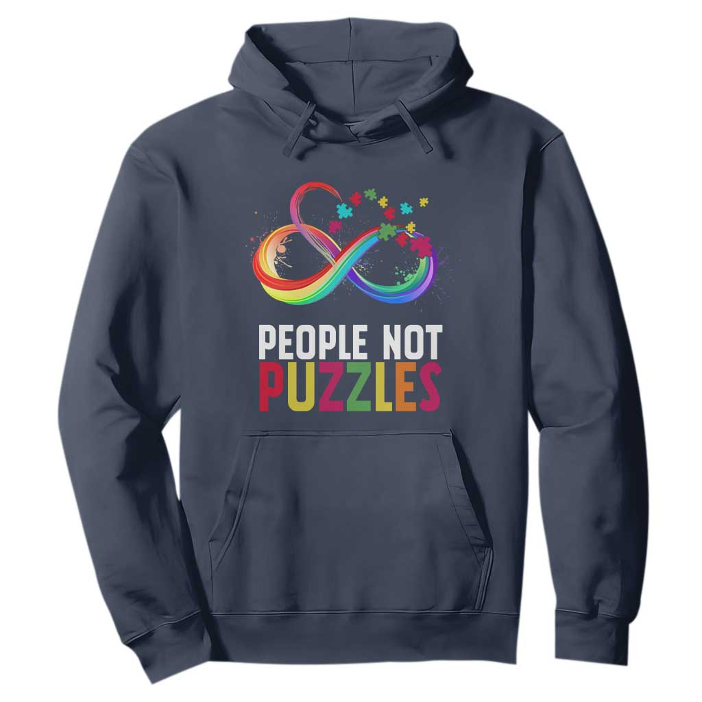 Autism Acceptance Hoodie People Not Puzzles Spectrum Infinity TS01 Navy Printyourwear