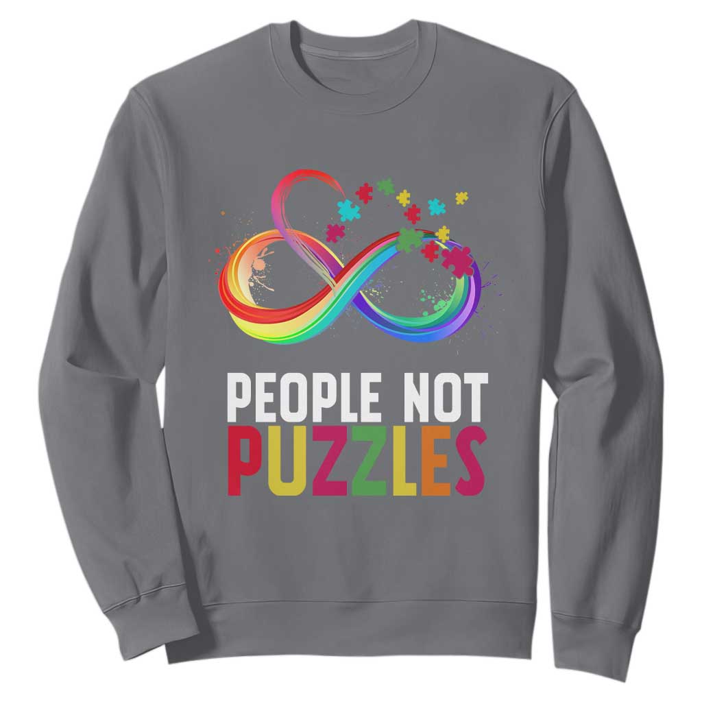 Autism Acceptance Sweatshirt People Not Puzzles Spectrum Infinity TS01 Charcoal Printyourwear