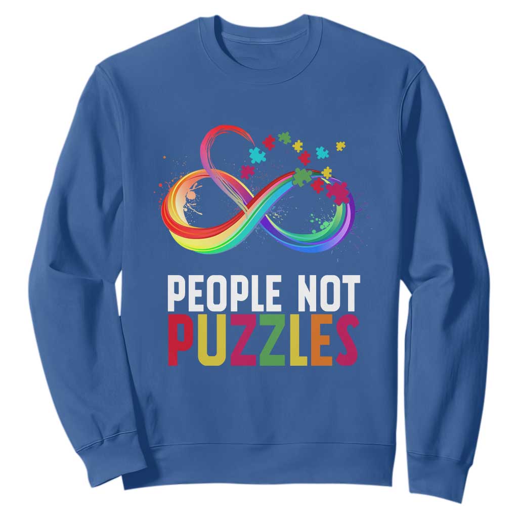 Autism Acceptance Sweatshirt People Not Puzzles Spectrum Infinity TS01 Royal Blue Printyourwear