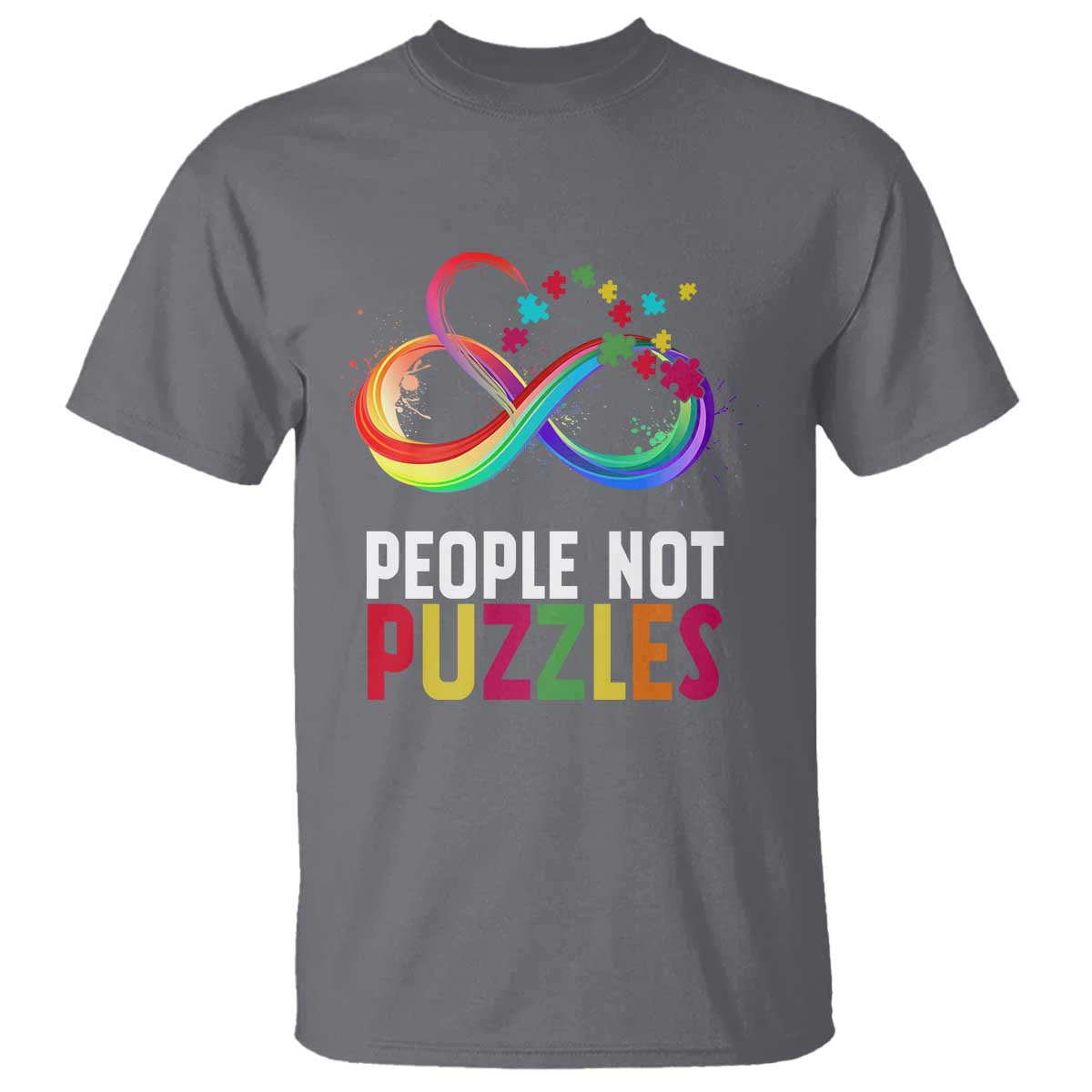Autism Acceptance T Shirt People Not Puzzles Spectrum Infinity TS01 Charcoal Printyourwear