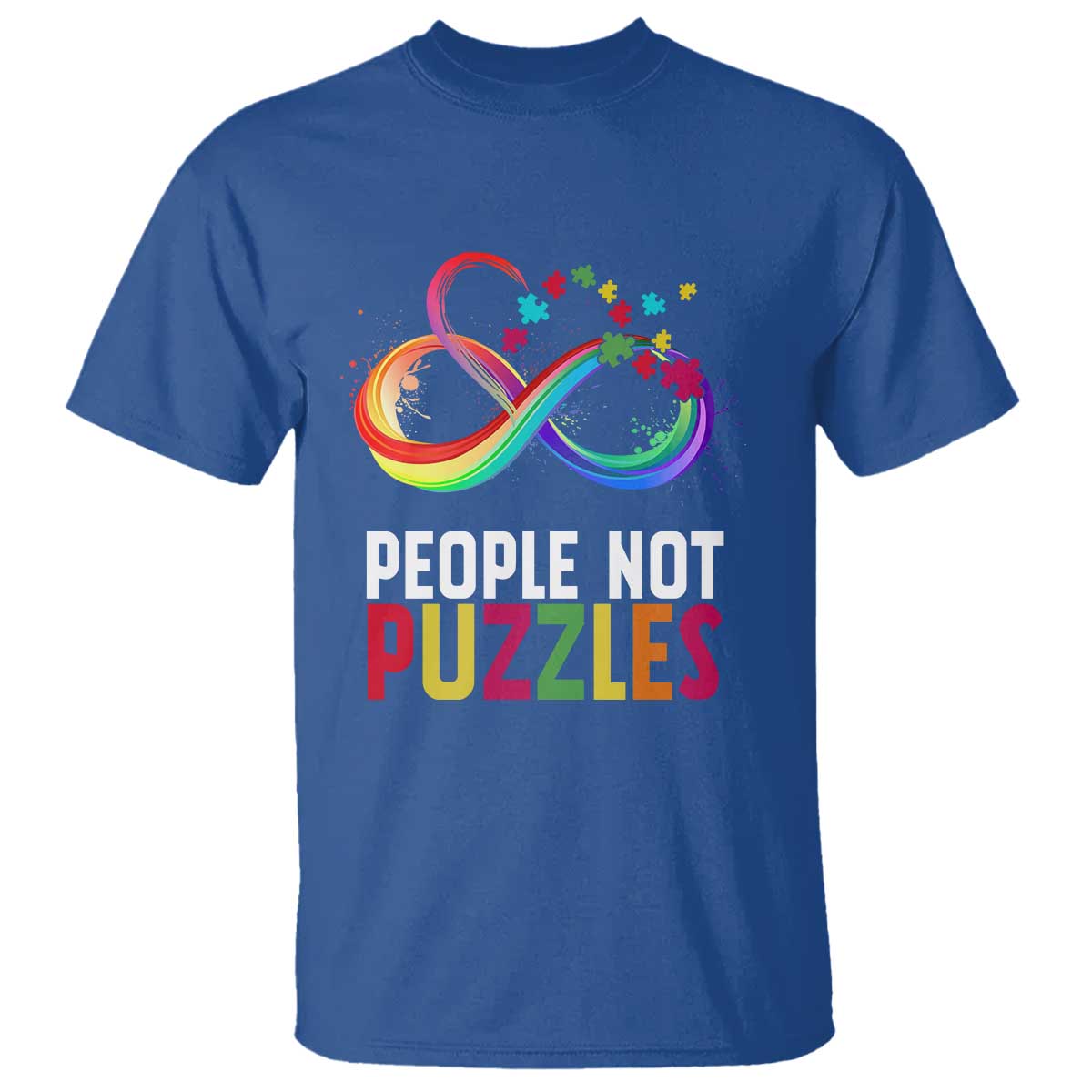 Autism Acceptance T Shirt People Not Puzzles Spectrum Infinity TS01 Royal Blue Printyourwear