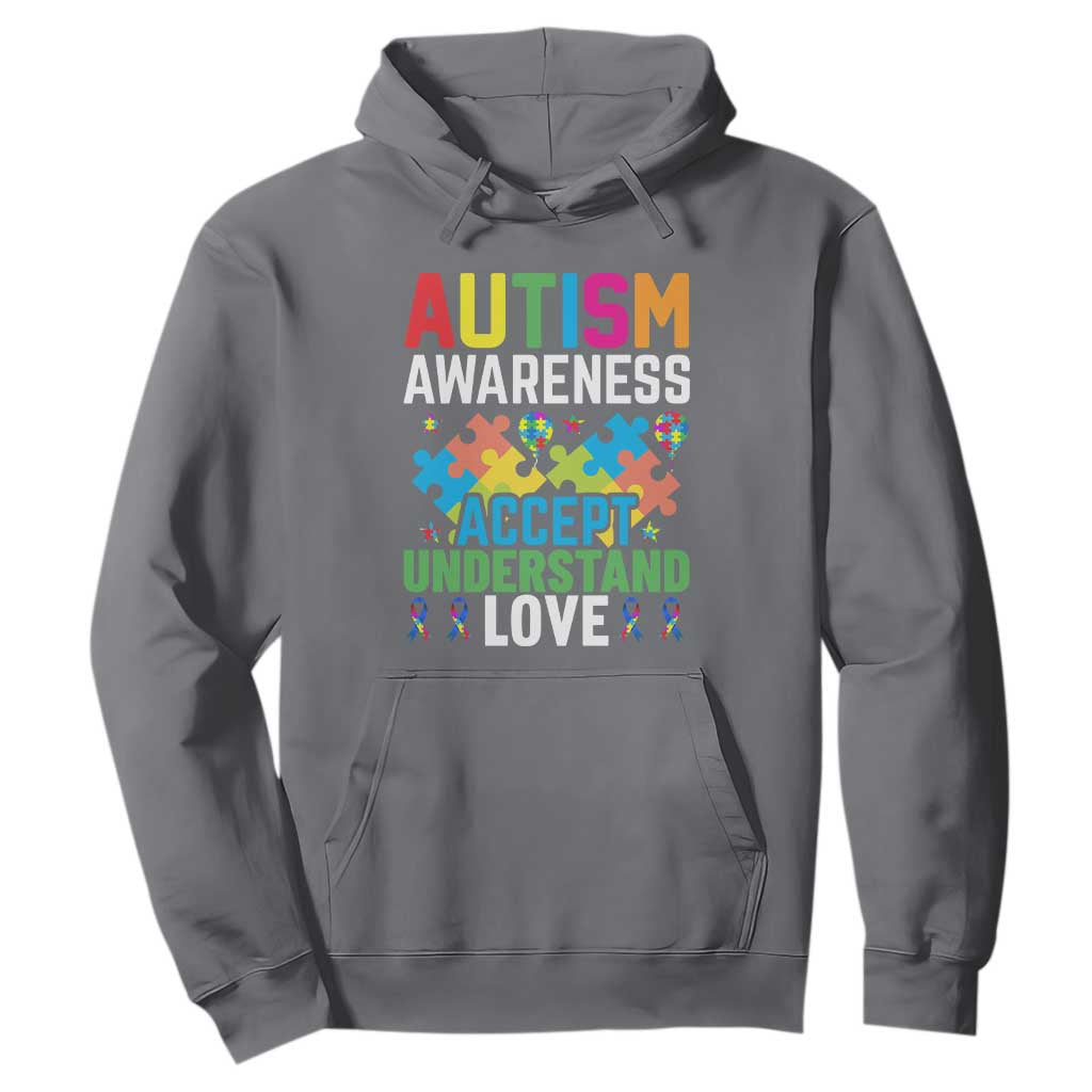 Autism Awareness Hoodie Accept Understand Love Spectrum Blue Ribbon TS01 Charcoal Printyourwear