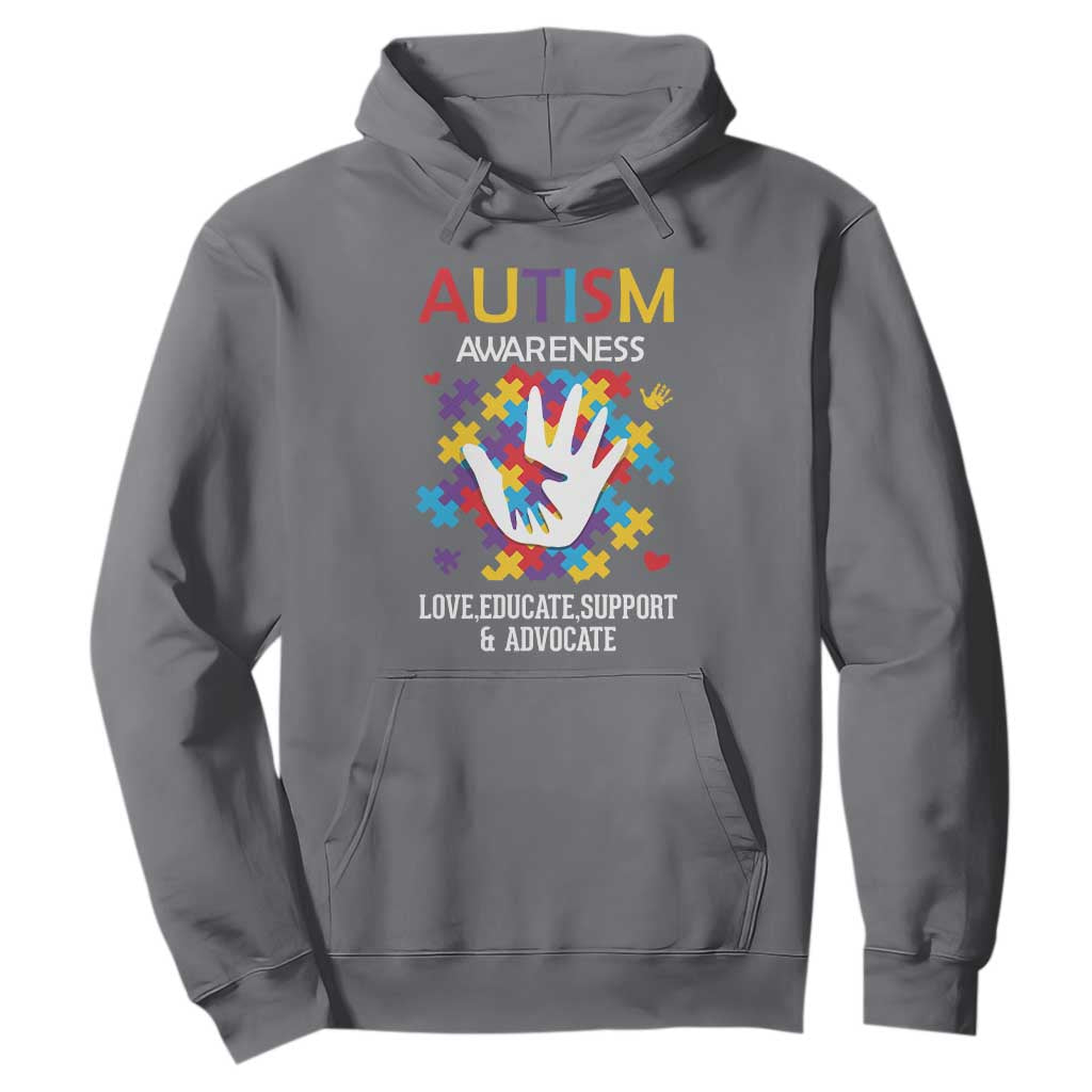 Autism Awareness Hoodie Love Educate Support Advocate TS01 Charcoal Printyourwear