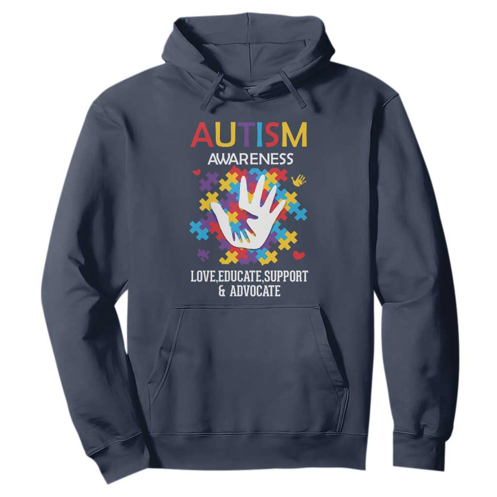 Autism Awareness Hoodie Love Educate Support Advocate TS01 Navy Printyourwear