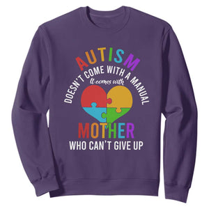 Autism Mom Sweatshirt It Comes With A Mother Who Can't Give Up TS01 Purple Printyourwear