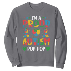 Autism Grandpa Sweatshirt I'm A Proud Autism Pop Pop TS01 Charcoal Printyourwear