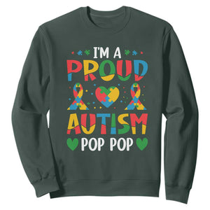 Autism Grandpa Sweatshirt I'm A Proud Autism Pop Pop TS01 Dark Forest Green Printyourwear