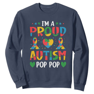 Autism Grandpa Sweatshirt I'm A Proud Autism Pop Pop TS01 Navy Printyourwear