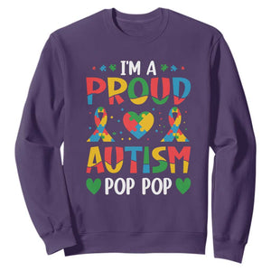 Autism Grandpa Sweatshirt I'm A Proud Autism Pop Pop TS01 Purple Printyourwear