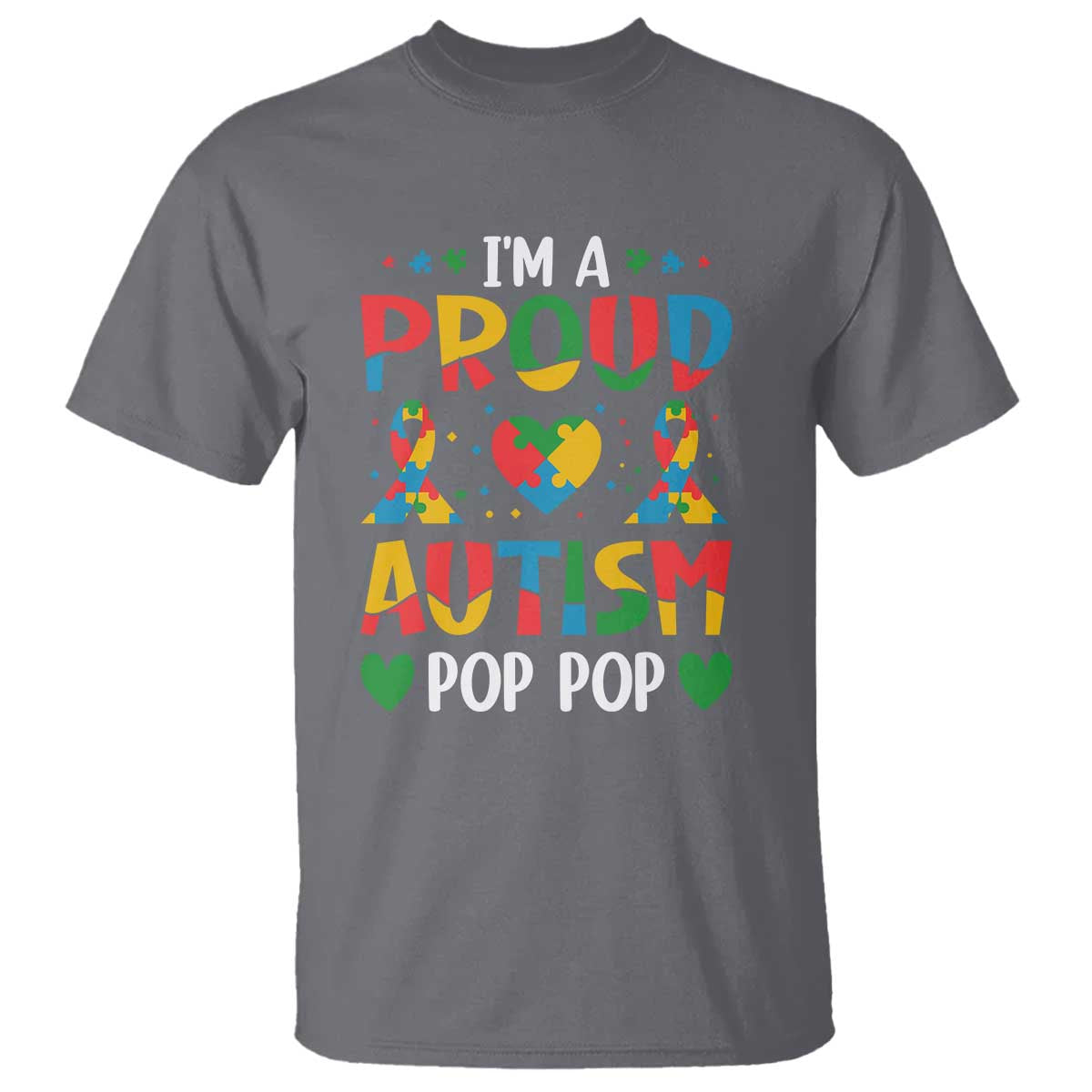 Autism Grandpa T Shirt I'm A Proud Autism Pop Pop TS01 Charcoal Printyourwear