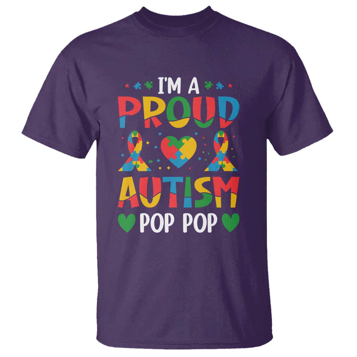 Autism Grandpa T Shirt I'm A Proud Autism Pop Pop TS01 Purple Printyourwear