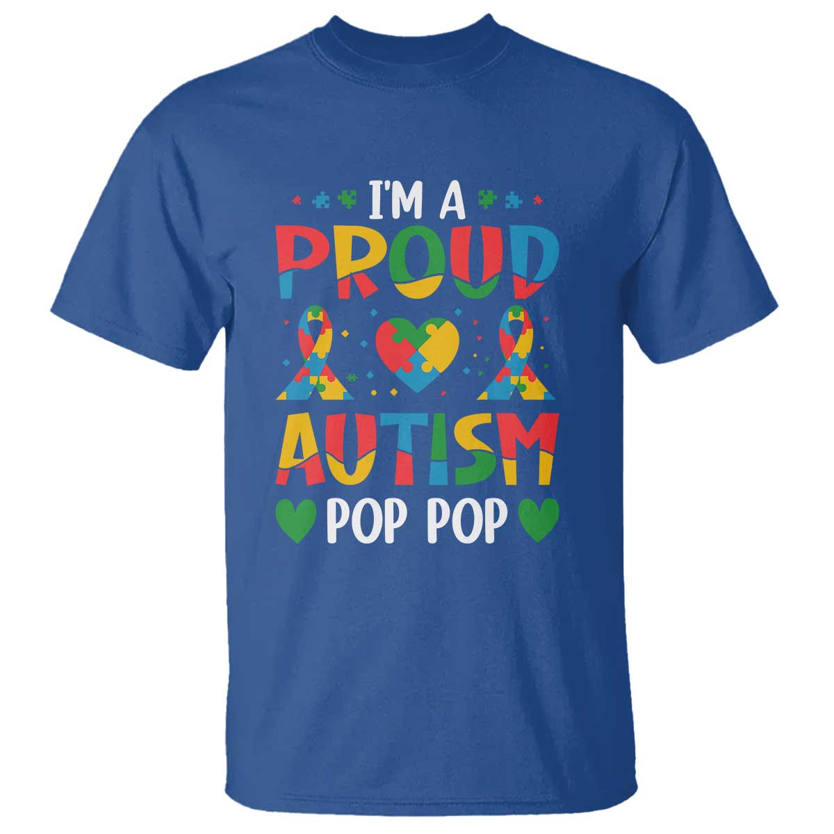 Autism Grandpa T Shirt I'm A Proud Autism Pop Pop TS01 Royal Blue Printyourwear