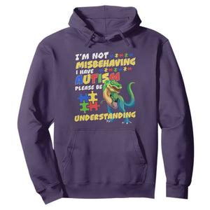 Dinosaur Autism Hoodie I'm Not Misbehaving I Have Autism Please Be Understanding TS01 Purple Printyourwear