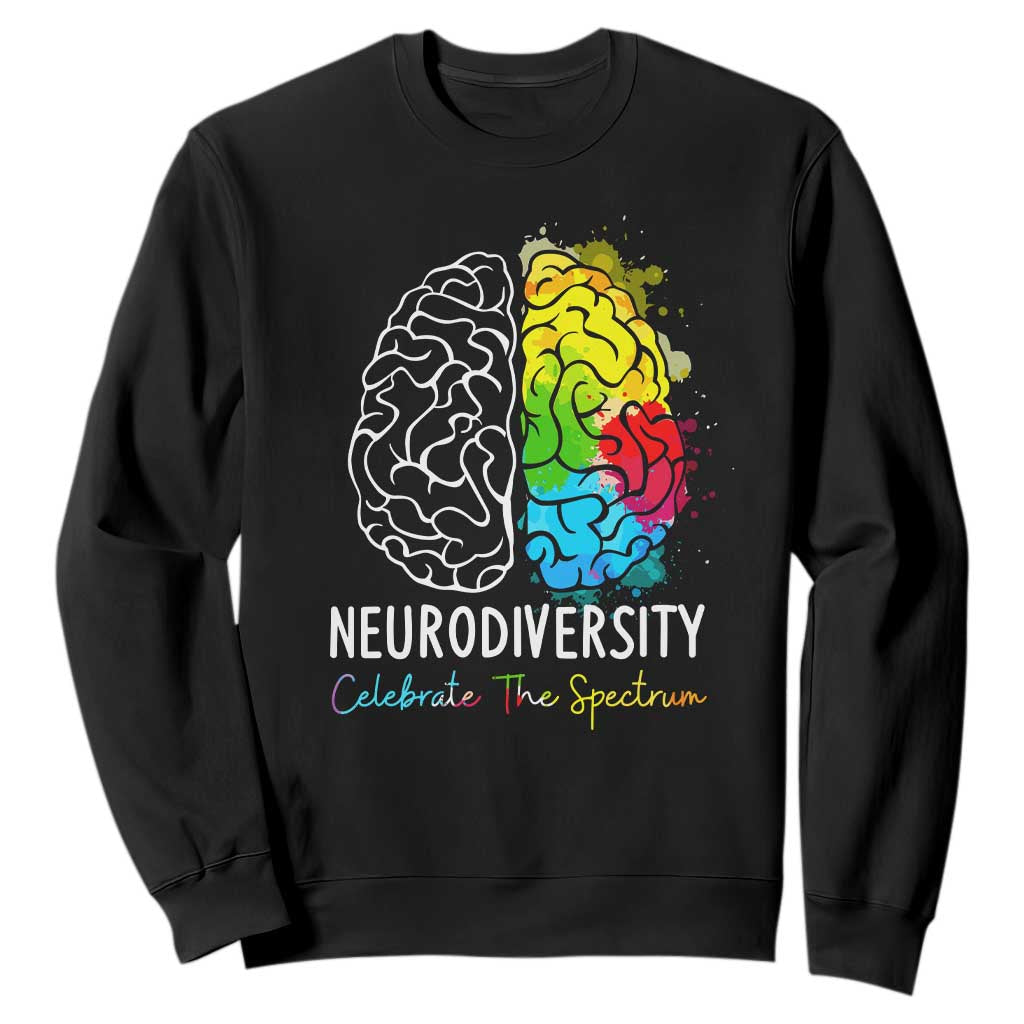 Proud Autism Sweatshirt Neurodiversity Celebrate The Spectrum TS01 Black Printyourwear