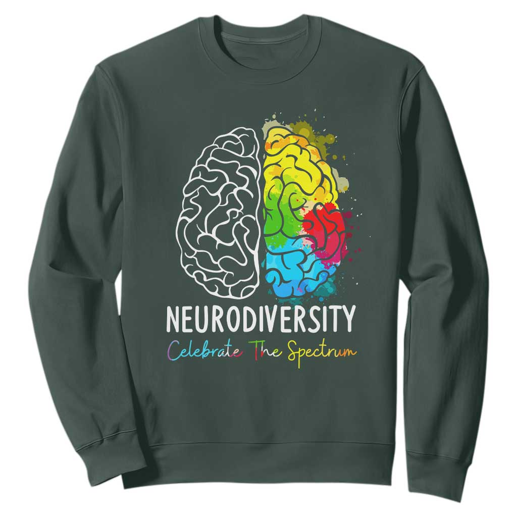 Proud Autism Sweatshirt Neurodiversity Celebrate The Spectrum TS01 Dark Forest Green Printyourwear