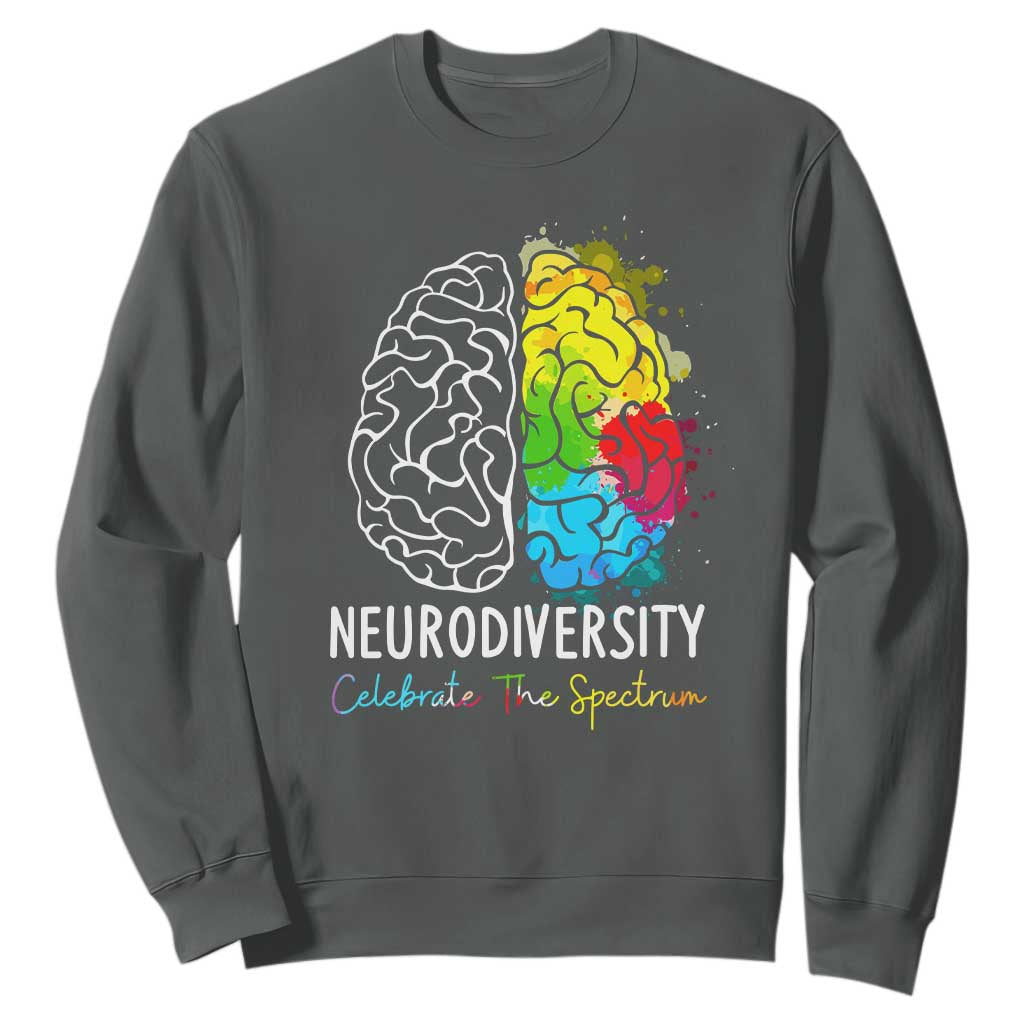 Proud Autism Sweatshirt Neurodiversity Celebrate The Spectrum TS01 Dark Heather Printyourwear