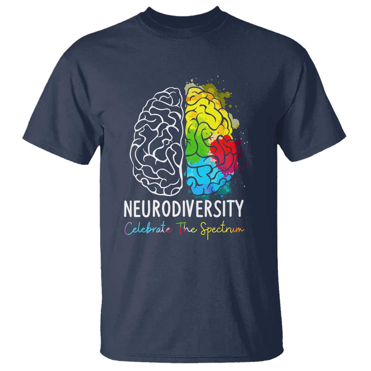 Proud Autism T Shirt Neurodiversity Celebrate The Spectrum TS01 Navy Printyourwear