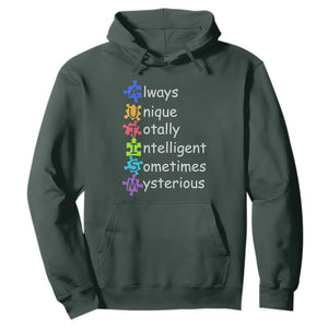 Autism Definition Hoodie Always Unique Totally Intelligent Sometimes Mysterious TS01 Dark Forest Green Printyourwear